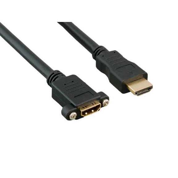 Cable Leader 10ft High Speed HDMI Panel Mount Male to Female HDMI Extension Cable with Ethernet, 4K Support, 28 AWG, Black