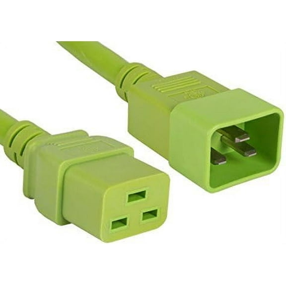 Cable Leader 12 AWG 20A 250V Heavy Duty Power Cord (IEC320 C20 to IEC320 C19), Color UL Listed (10 Foot (1 Pack), Green)