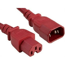 Cable Leader 14 AWG 15A 250V Power Cord (IEC320 C14 to IEC320 C15), Color UL Listed (2 Foot (1 Pack), Red)