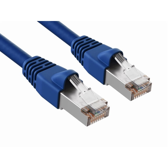 Cable Leader 14ft Cat6a Shielded Ethernet Network Patch Cable STP Snagless 24AWG Bare Copper, Blue