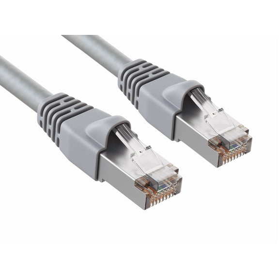 Cable Leader 15ft Cat5e Shielded Ethernet Network Patch Cable STP Snagless 24AWG Bare Copper, Gray