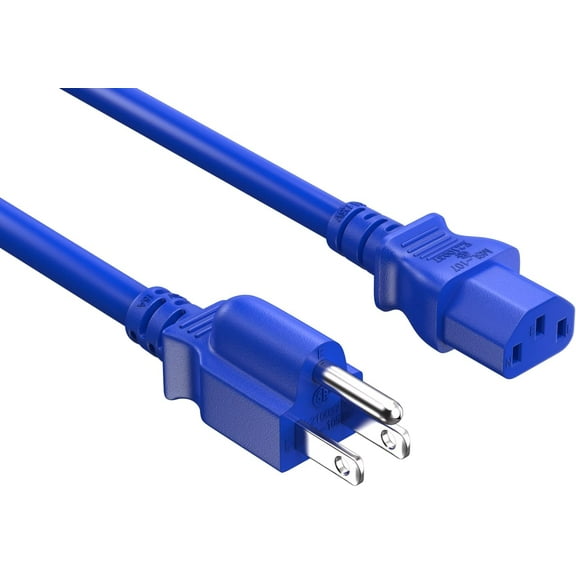 Cable Leader 18 AWG Universal Power Cord (IEC320 C13 to NEMA 5-15P), Color UL Listed (4 Foot (1 Pack), Blue)