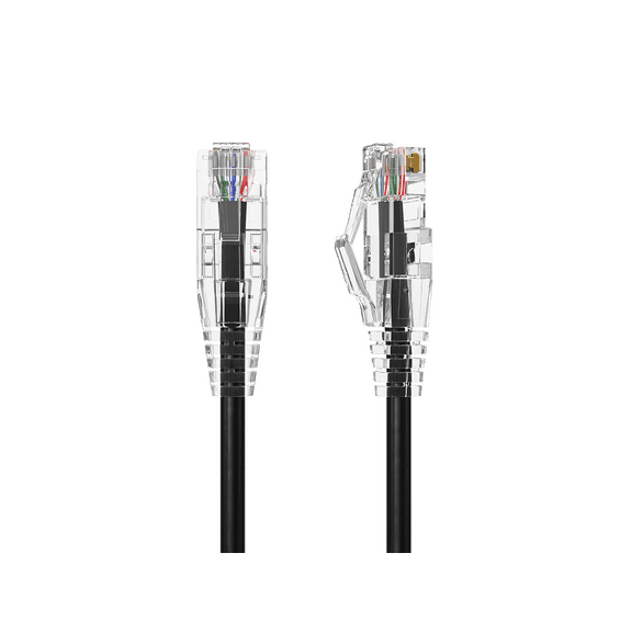 Cable Leader 1ft Slim Cat6a 28AWG UTP Ethernet Network Patch Cable, Black
