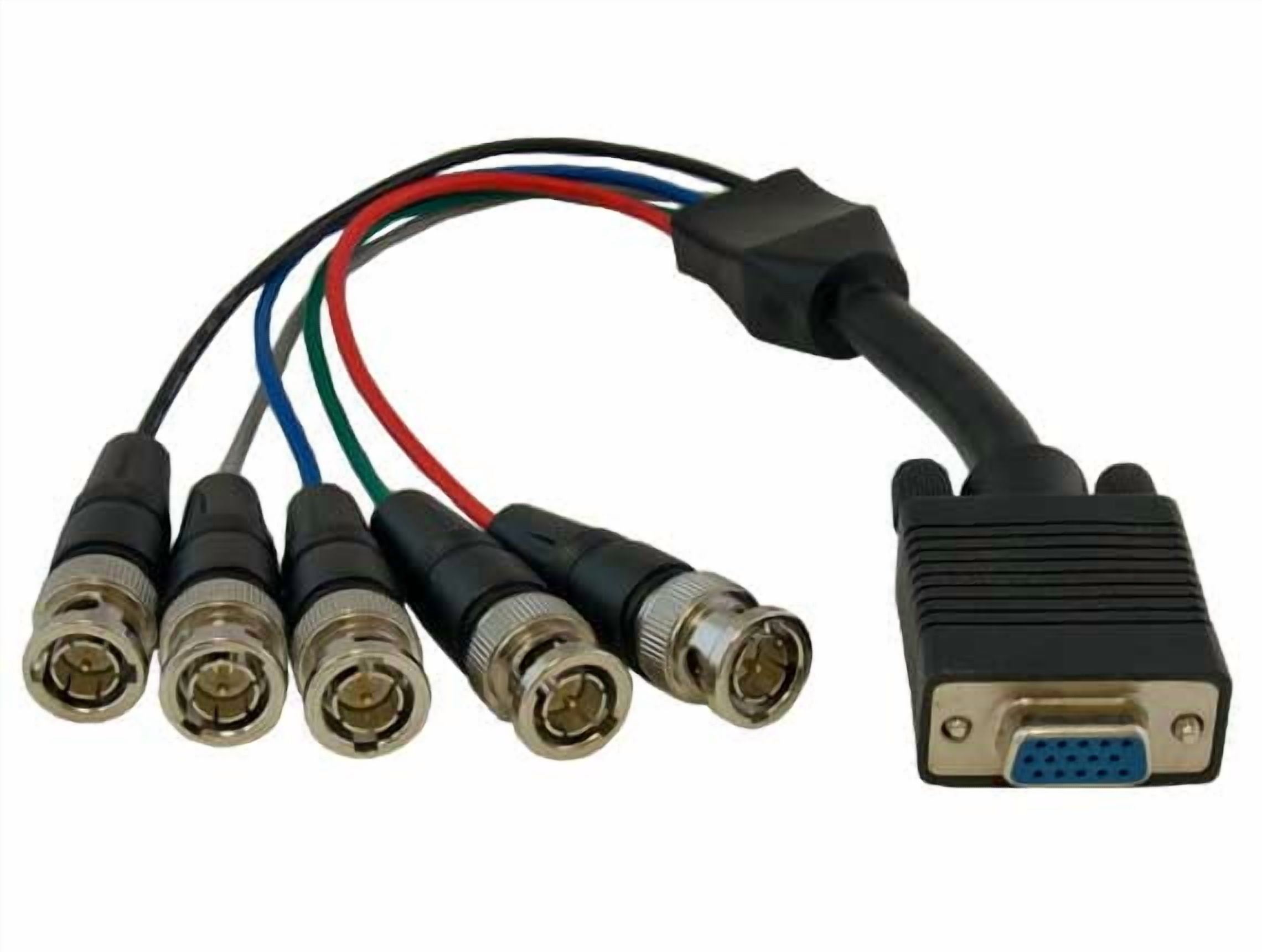 Cable Leader 1ft VGA HD15 Female to 5-BNC RGBHV Male Monitor Cable, Black