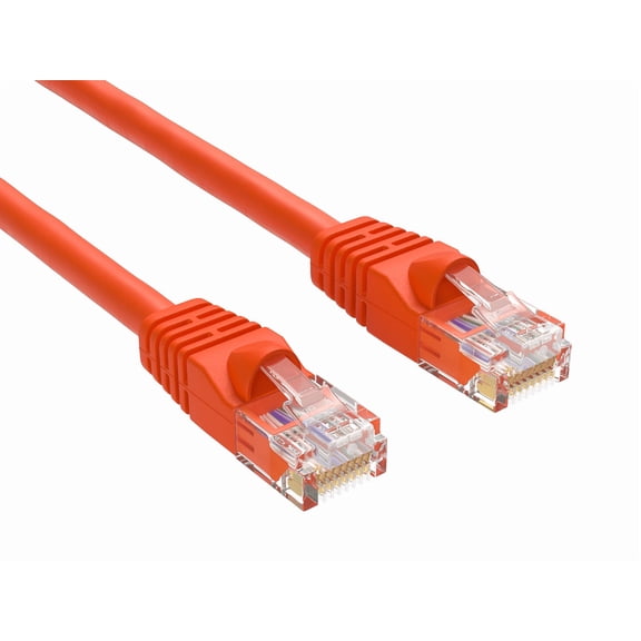 Cable Leader 25ft Cat5e Crossover UTP Ethernet Network Patch Cable Snagless 24AWG Bare Copper, Orange