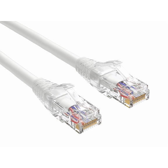 Cable Leader 25ft Cat6 Ethernet Patch Cable with Clear Boot, UTP, Pure Bare Copper, White