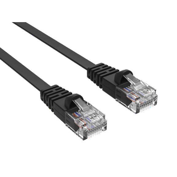 Cable Leader 25ft Cat6 Flat Ethernet Network Patch Cable UTP Snagless 32AWG Bare Copper, Black