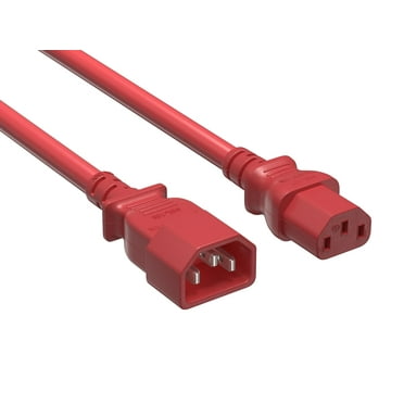 Cable Leader 2ft 14 AWG Computer Power Extension Cord IEC320 C13 to IEC320 C14, Red