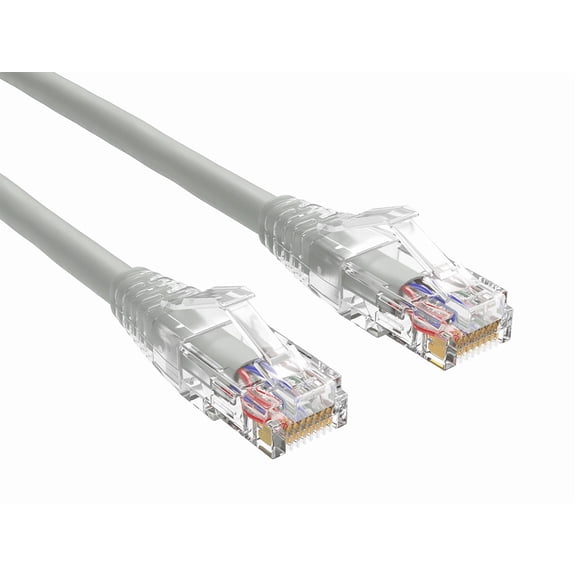 Cable Leader 2ft Cat6 Ethernet Patch Cable with Clear Boot, UTP, Pure Bare Copper, Gray