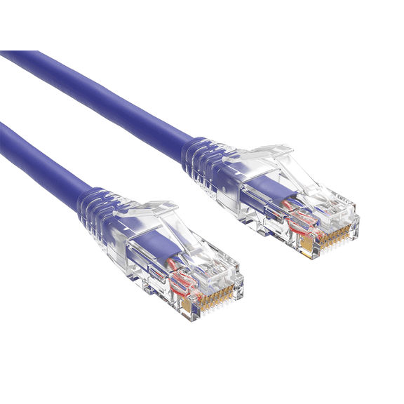 Cable Leader 2ft Cat6 Ethernet Patch Cable with Clear Boot, UTP, Pure Bare Copper, Purple