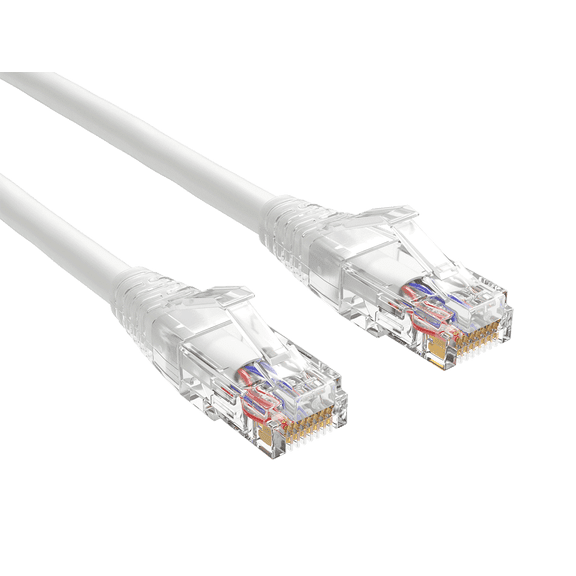 Cable Leader 2ft Cat6 Ethernet Patch Cable with Clear Boot, UTP, Pure Bare Copper, White