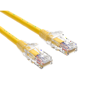 Cable Leader 2ft Cat6 Ethernet Patch Cable with Clear Boot, UTP, Pure Bare Copper, Yellow
