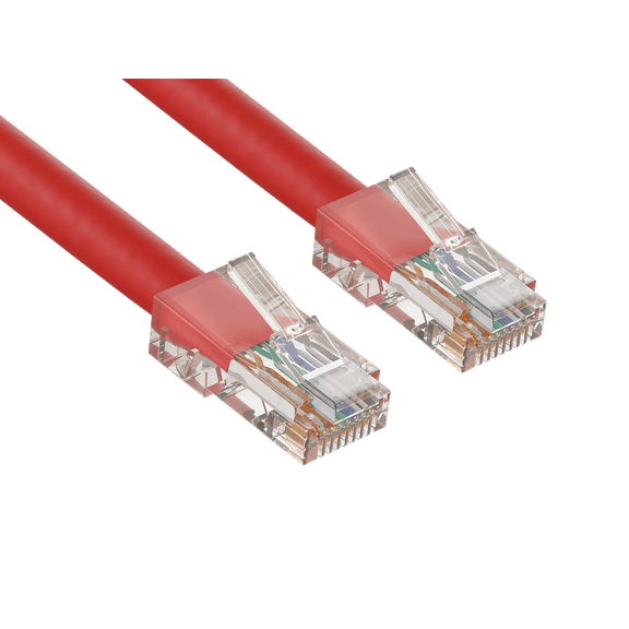 Cable Leader 2ft Cat6 UTP Non-Booted Ethernet Network Patch Cable 24AWG Bare Copper, Red