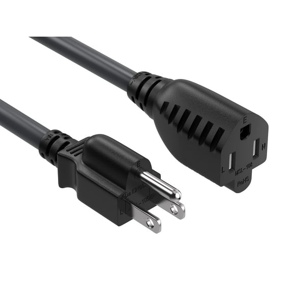 Cable Leader 3 Foot 14 AWG Outlet Saver Power Extension Cord (NEMA 5-15P to NEMA 5-15R) UL Listed