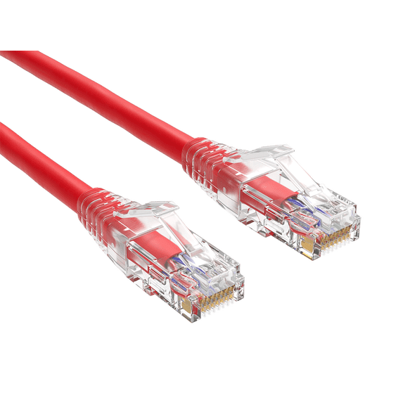 Cable Leader 3ft Cat6 Ethernet Patch Cable with Clear Boot, UTP, Pure Bare Copper, Red