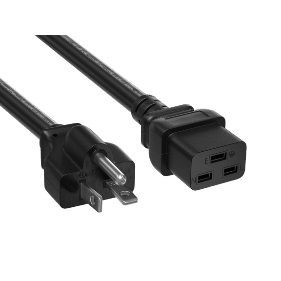 Cable Leader PDU Power Cord 3 ft - Black | NEMA 6-20P to IEC C19, 12 AWG, 20A, UL Listed