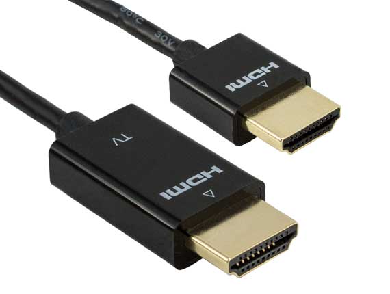 Cable HDMI activo ultradelgado Cable Leader de 3 pies con Ethernet, soporte 4K, 36 AWG, negro