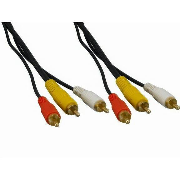 Cable Leader 50ft 3 RCA to 3 RCA Video Audio Cable, Male to Male , Black