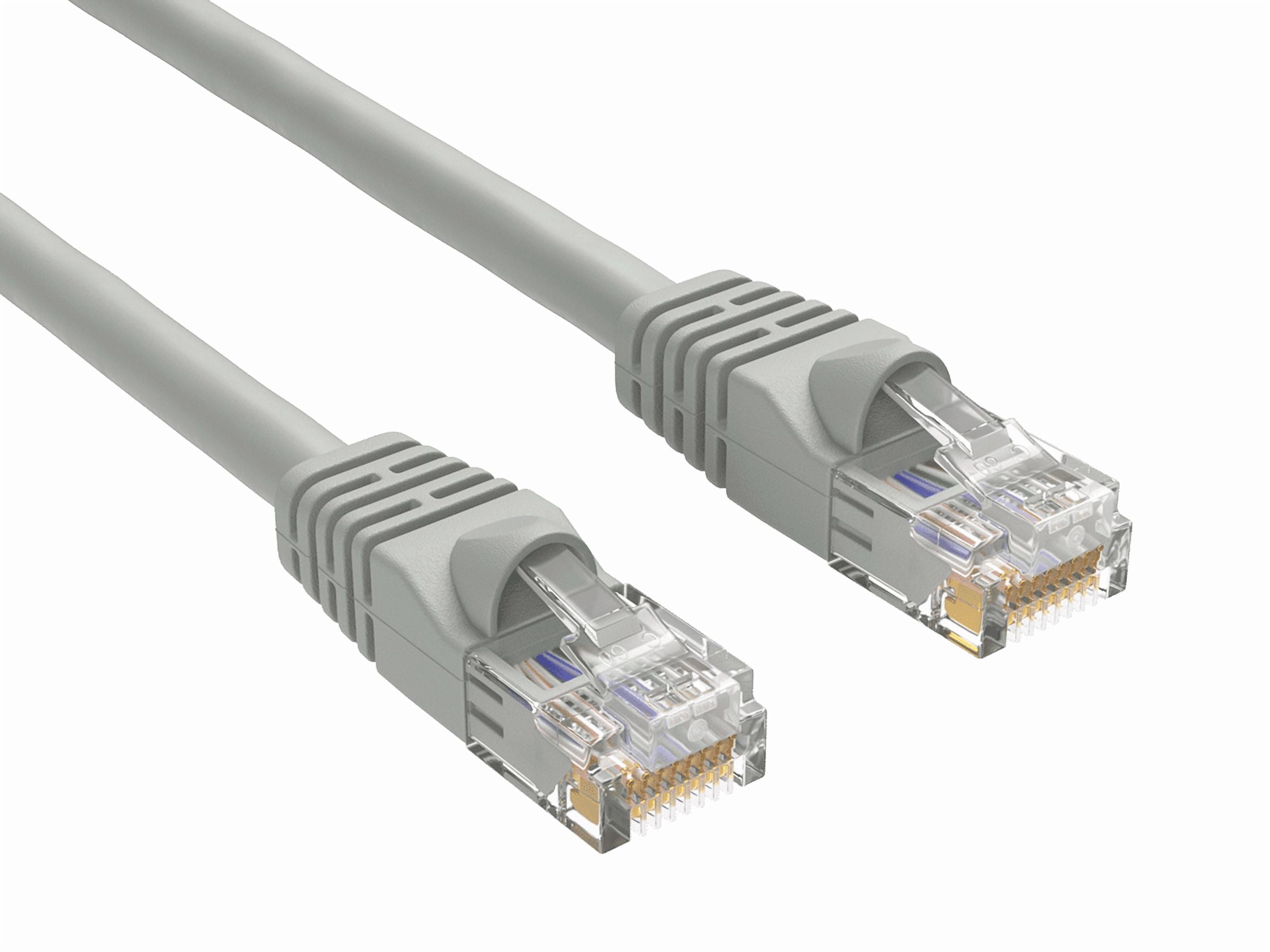 Cable Leader 50ft Cat5e Crossover UTP Ethernet Network Patch Cable Snagless 24AWG Bare Copper, Gray