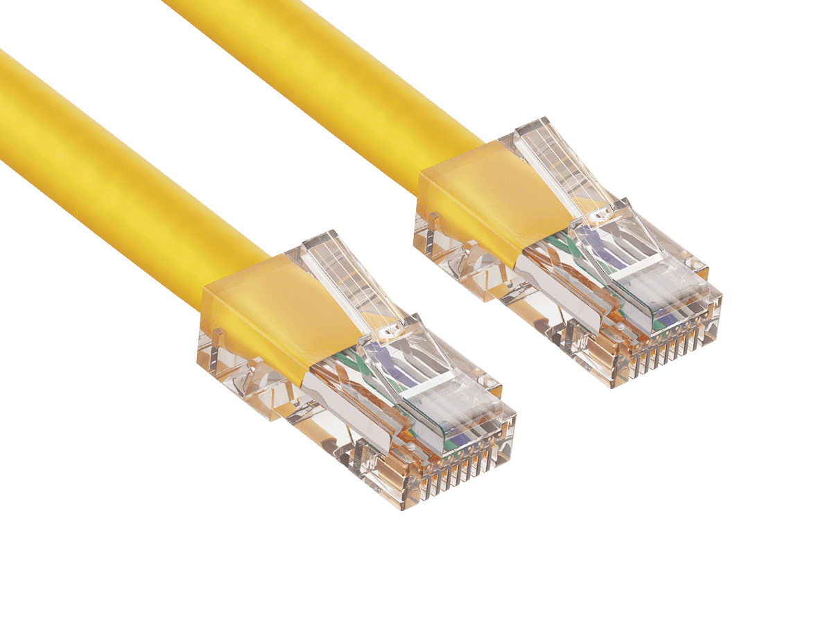 Cable Leader 50ft Cat5e UTP Non-Booted Ethernet Network Patch Cable 24AWG Bare Copper, Yellow