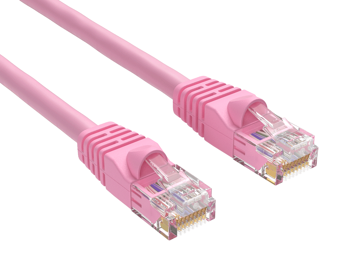 Cable Leader 50ft Cat6 UTP Ethernet Network Patch Cable Snagless 24AWG Bare Copper, Pink