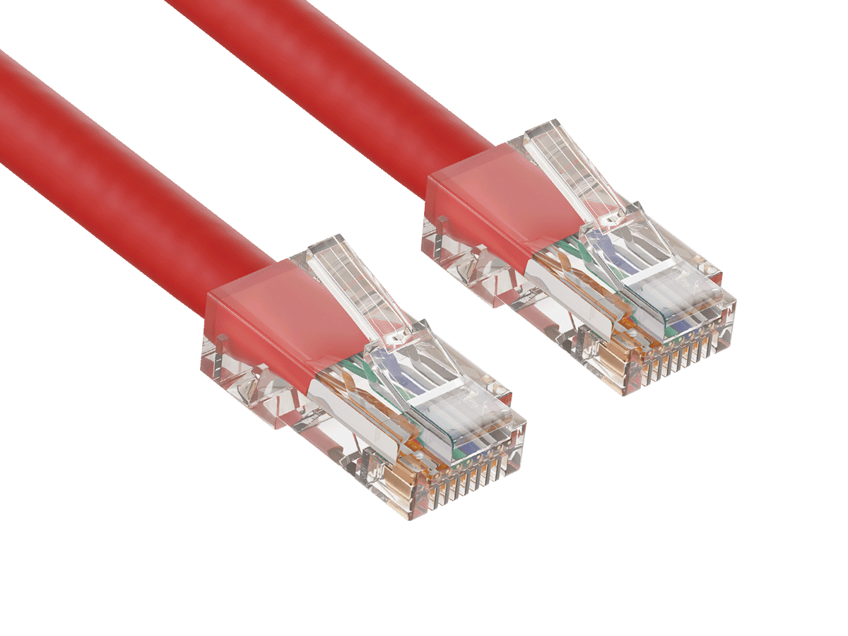 Cable Leader 50ft Cat6 UTP Non-Booted Ethernet Network Patch Cable 24AWG Bare Copper, Red