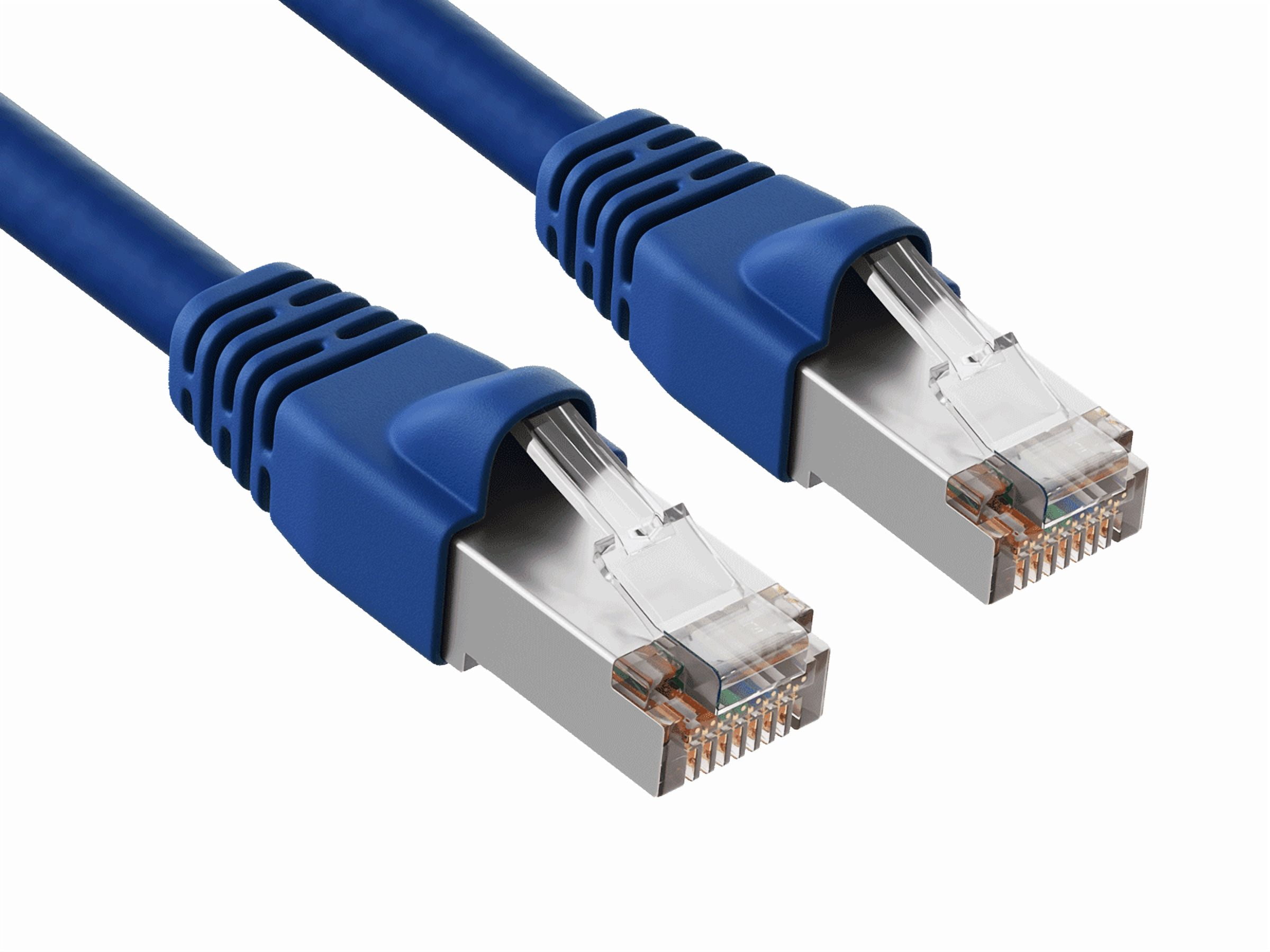 Cable Leader 50ft Cat6a Shielded Ethernet Network Patch Cable STP Snagless 24AWG Bare Copper, Blue