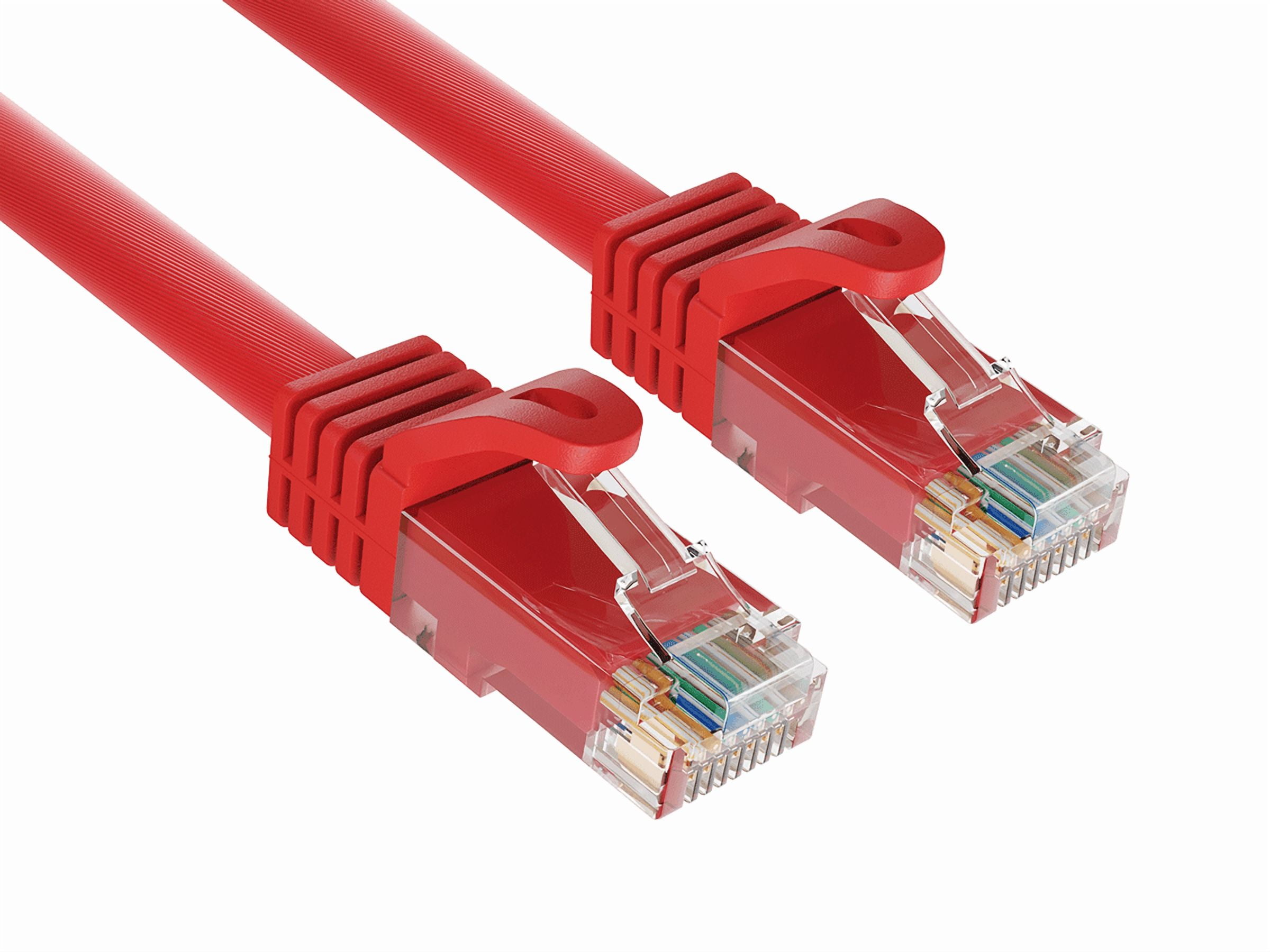 Cable Leader 50ft Cat6a UTP 10G Ethernet Network Patch Cable Snagless 24AWG Bare Copper, Red