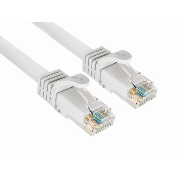 Cable Leader 50ft Cat6a UTP 10G Ethernet Network Patch Cable Snagless 24AWG Bare Copper, White