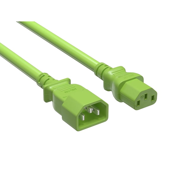 Cable Leader 6ft 14 AWG Computer Power Extension Cord IEC320 C13 to IEC320 C14, Green