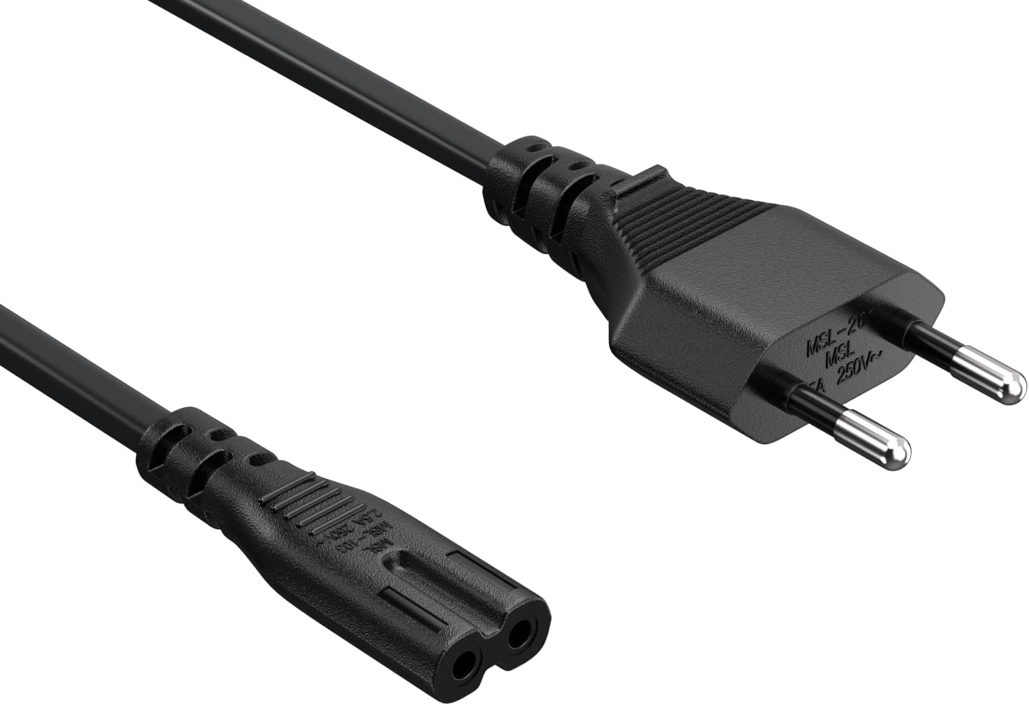Adattatore Di Alimentazione IEC 320 C7/C8 90° – 2 Pezzi, Prolunga 250V 10A, Connettore Angolare Nero Per TV, Monitor, Laptop