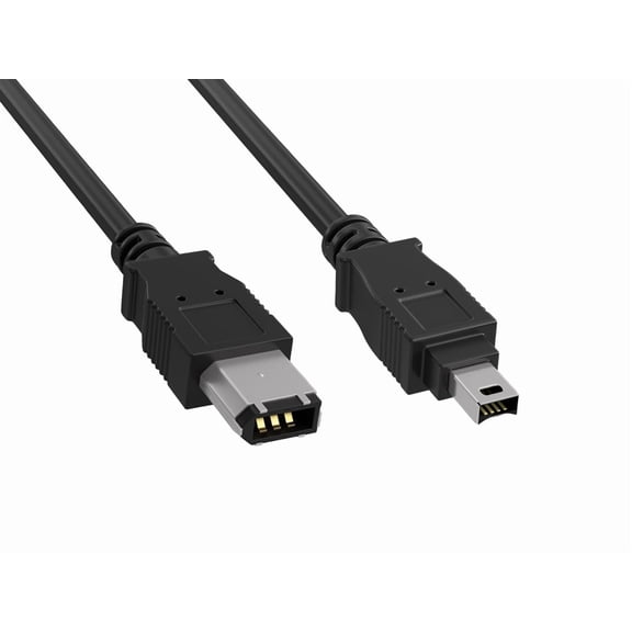 Cable Leader 6ft FireWire 400 Cable IEEE-1394a 6-Pin to 4-pin Male to Male Data Transfer Cable, Black