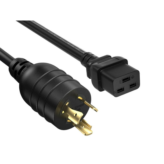 Cable Leader 6ft NEMA L5-20P to C19 Heavy Duty Power Cord 12 AWG, Black