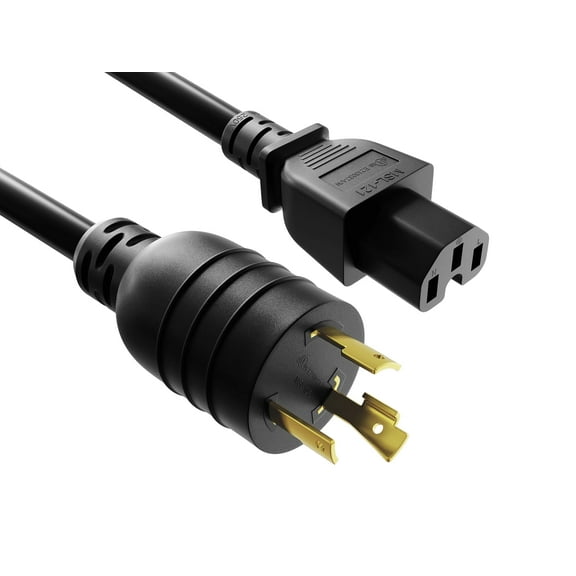 Cable Leader 6ft NEMA L6-20P to C15 Heavy-Duty Locking Power Cord 14 AWG, Black