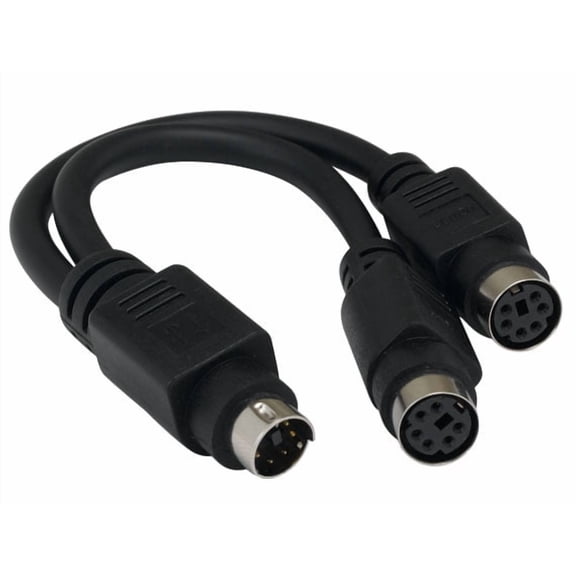 Cable Leader 6in Mini-DIN6 Male to Two Mini-DIN6 Female PS/2 Y Cable
