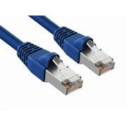 Cable Leader 75ft Cat6a Shielded Ethernet Network Patch Cable STP Snagless 24AWG Bare Copper, Blue