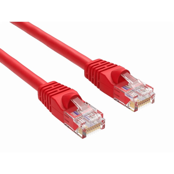 Cable Leader 7ft Cat5e Crossover UTP Ethernet Network Patch Cable Snagless 24AWG Bare Copper, Red