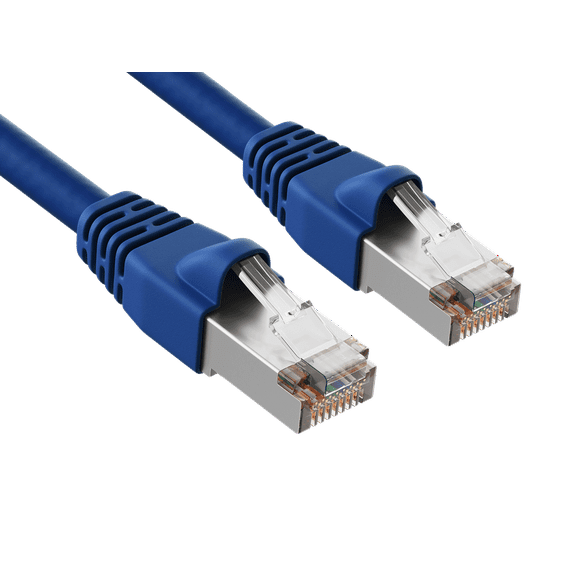 Cable Leader 7ft Cat6a Shielded Ethernet Network Patch Cable STP Snagless 24AWG Bare Copper, Blue
