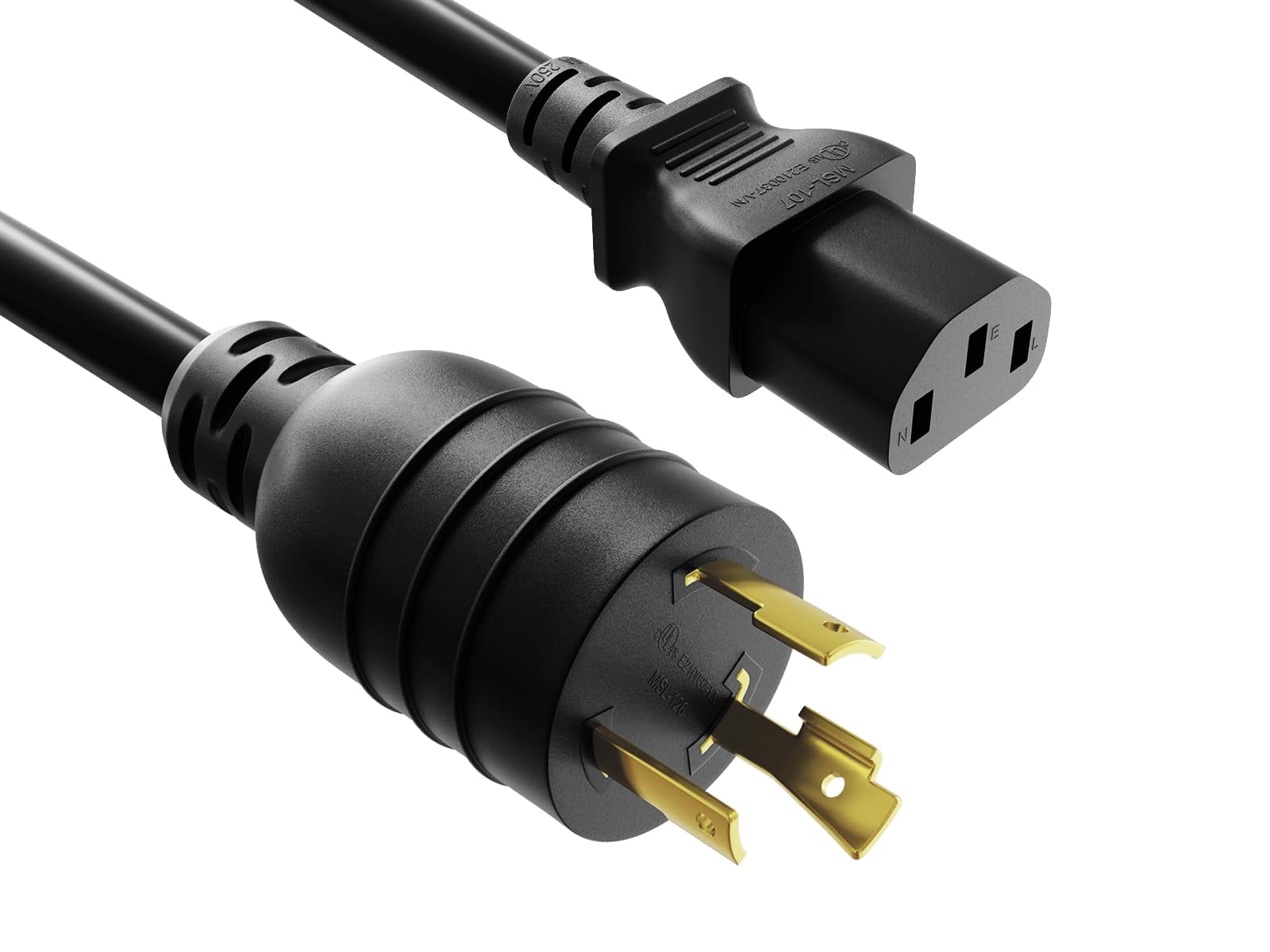 Cable Leader 8ft NEMA L6-20P to C13 Heavy-Duty Locking Power Cord 14 AWG, Black