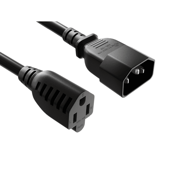 Cable Leader C14 to NEMA 5-15R PDU Power Cord Adapter 6 ft - Black | UL Listed, 18 AWG, 10A