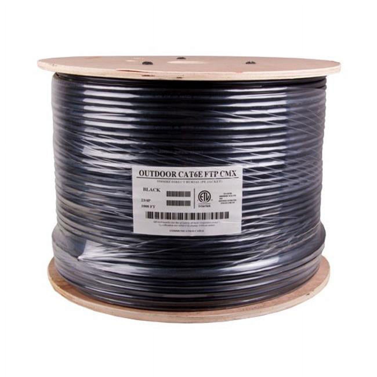 Cable Leader C611410TH 1000 ft. Cat6 550 MHz UTP Solid Direct Burial Outdoor Bulk Cable, Black