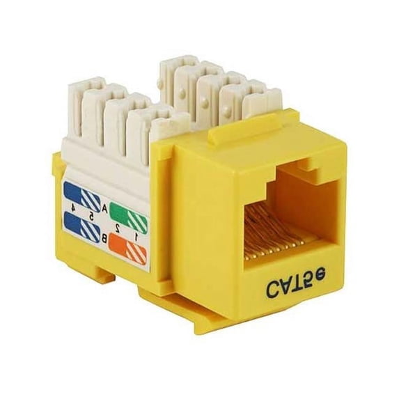 Cable Leader KJ302-9100 Cat5e RJ45 UTP 110 Type Punch Down Keystone - Yellow