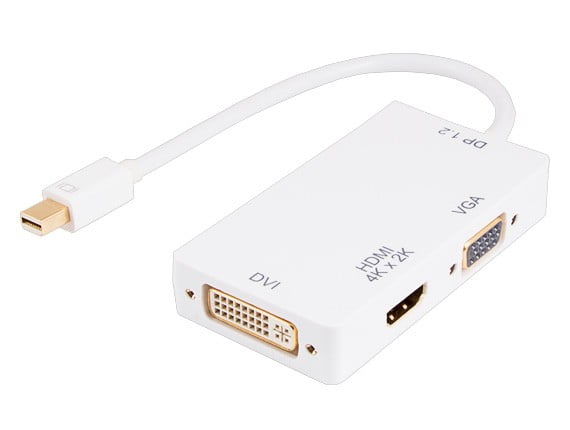Cable Leader Mini Displayport 1.2 Male (Thunderbolt™ Compatible) to 4K HDMI+DVI+VGA Female Passive 3-in-1 Adapter Cable