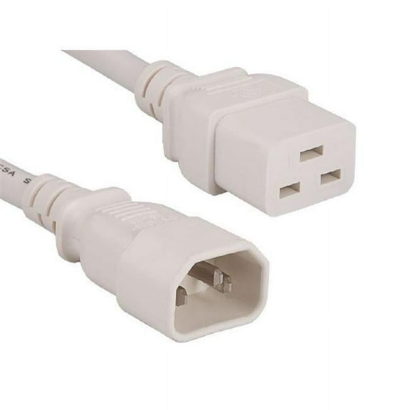 Cable Leader PW134-8208 8 ft. 14 AWG 15A 250V Power Cord - White, IEC320 C14 to IEC320 C19