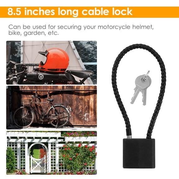Cable Lock Helmet 8.5-Inch Cable Lock Rugged Keyed Cable Lock Helmet Bike Lock with Keys for Shotgun Handgun Locking Firearms Away from Kids