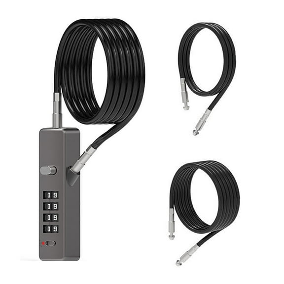 Cable Locks With 4-Digit Combination Lock With 3 Steel Rope Push Bar Change Code Helmet Sliding Door Lock Combination Padlock