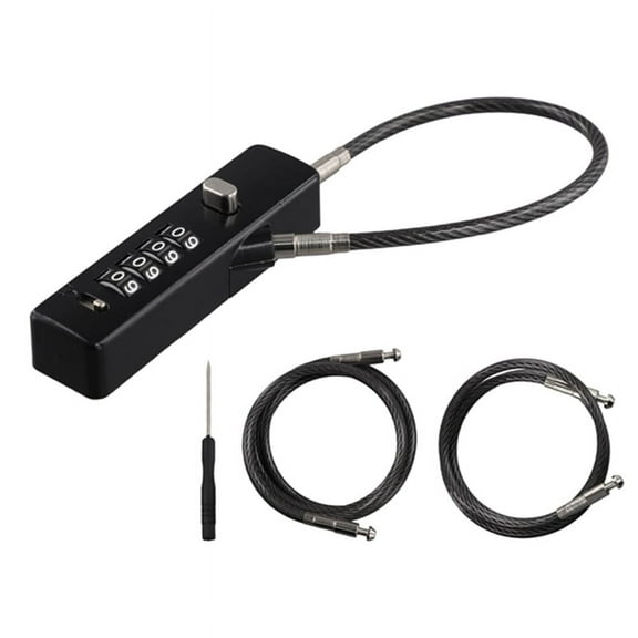 Cable Locks with Combination, 4-Digit Combination Lock with 3 Replaceable Different Lengths Steel Rope, for Cabinets