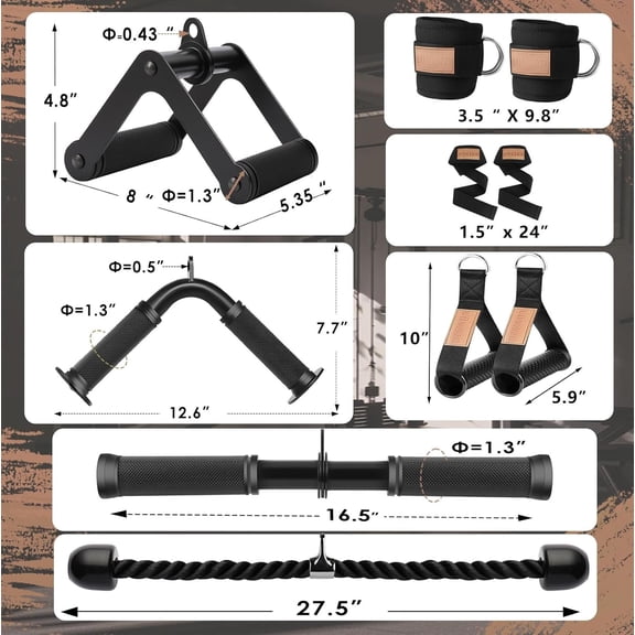 Cable Machine Attachment, LAT Pulldown Attachments Upgraded 1.3 Inch Comfort Grip Cable Attachments for Gym, Triceps Rope Bar, V Bar, Double D Bar, Homr Gym Accessories