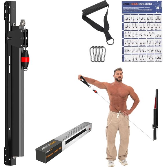 Cable Machine Home Gym, Wall-Mount Exercise & Workout Equipment with Adjustable Resistance, Compact Fitness Equipment, Multi-Functional Trainer for Full Body Strength, Toning, Rehab Training