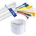thumbnail image 1 of Cable Management, 3 ft Long, 1/2 in. Wide, Braided Cable Sleeve, Wire Loom Split Sleeving for Power Audio and Video Cable Desk Organizer, White (2 Pack), 1 of 8